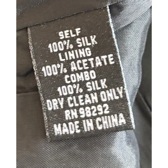 Tibi Skirt 100% Raw Silk Skater Floral Appliqué Sequin Sz 2 Black Soft Grunge - Picture 7 of 9